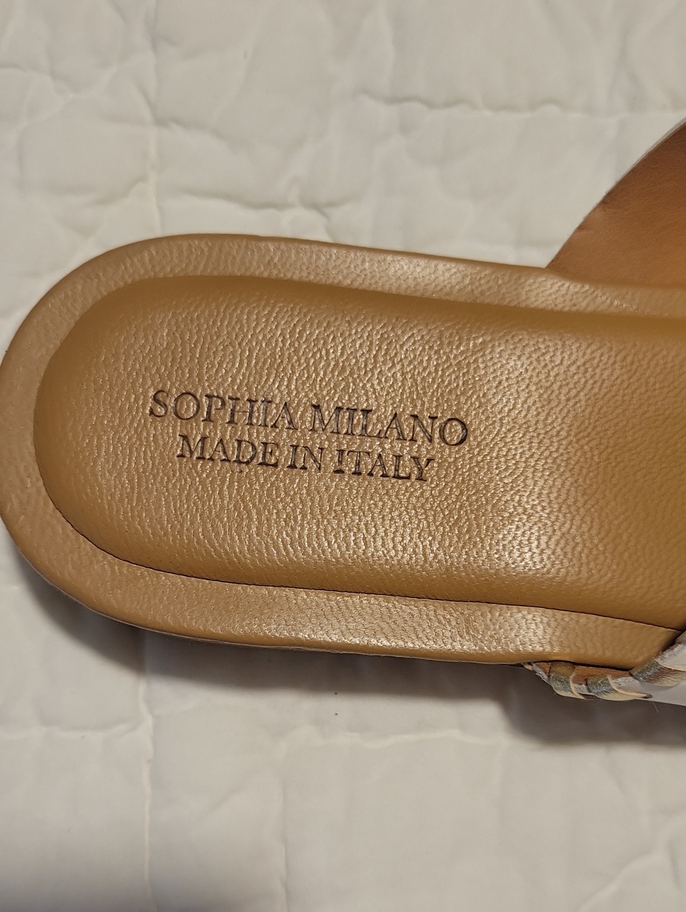 White Leather Cross-Strap Slide Sandals By Sophia Milano - Picture 2 of 4